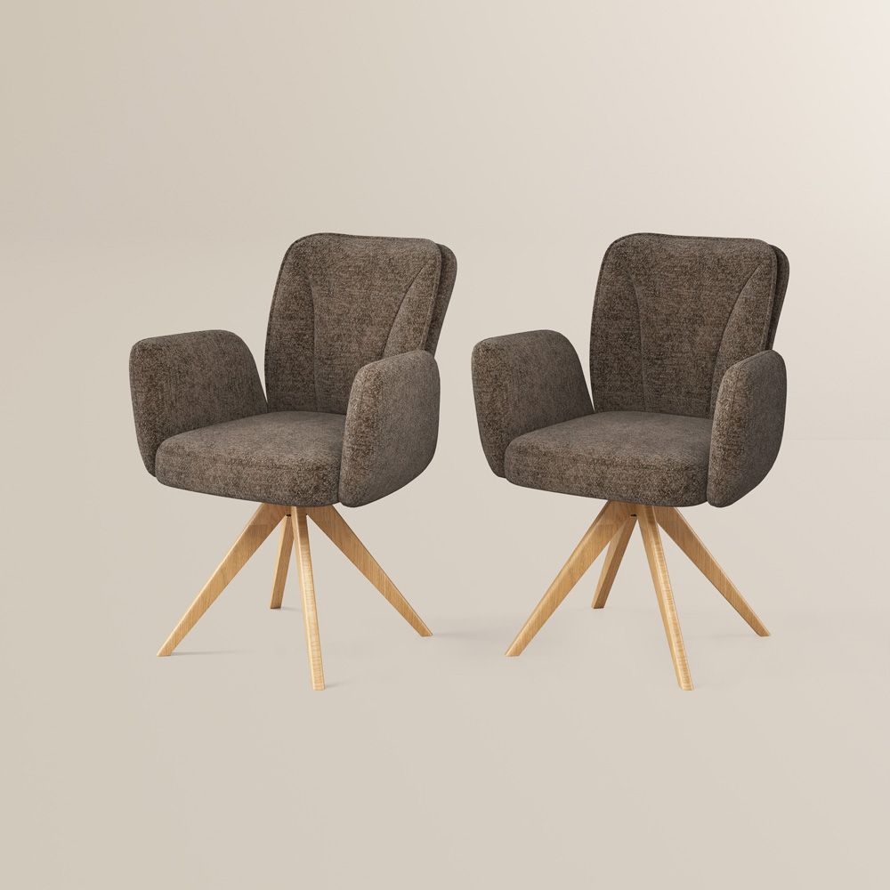 Mid Century Modern Brown & wood color Chenille Dining Chairs