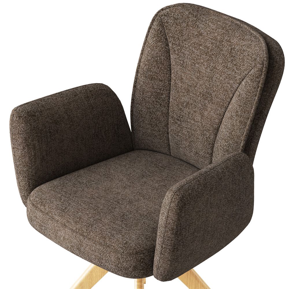 Easy Assembly Brown & wood color Chenille Dining Chairs