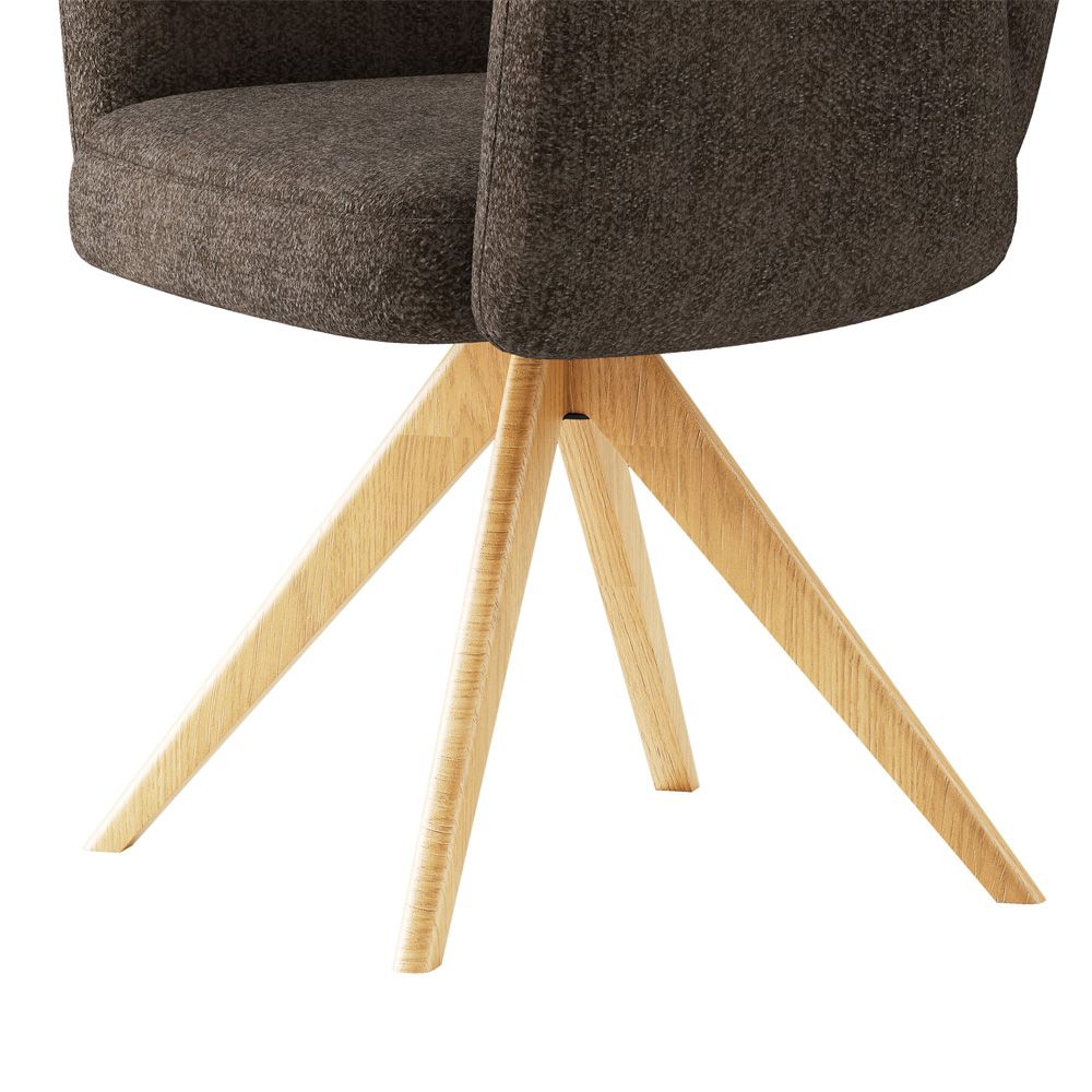 Chenille Brown & wood color Chenille Dining Chairs