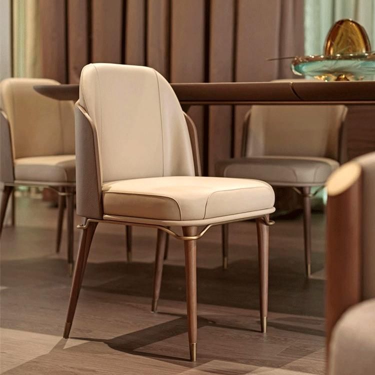 Wingback Beige & Brown PU Leather Dining Chairs