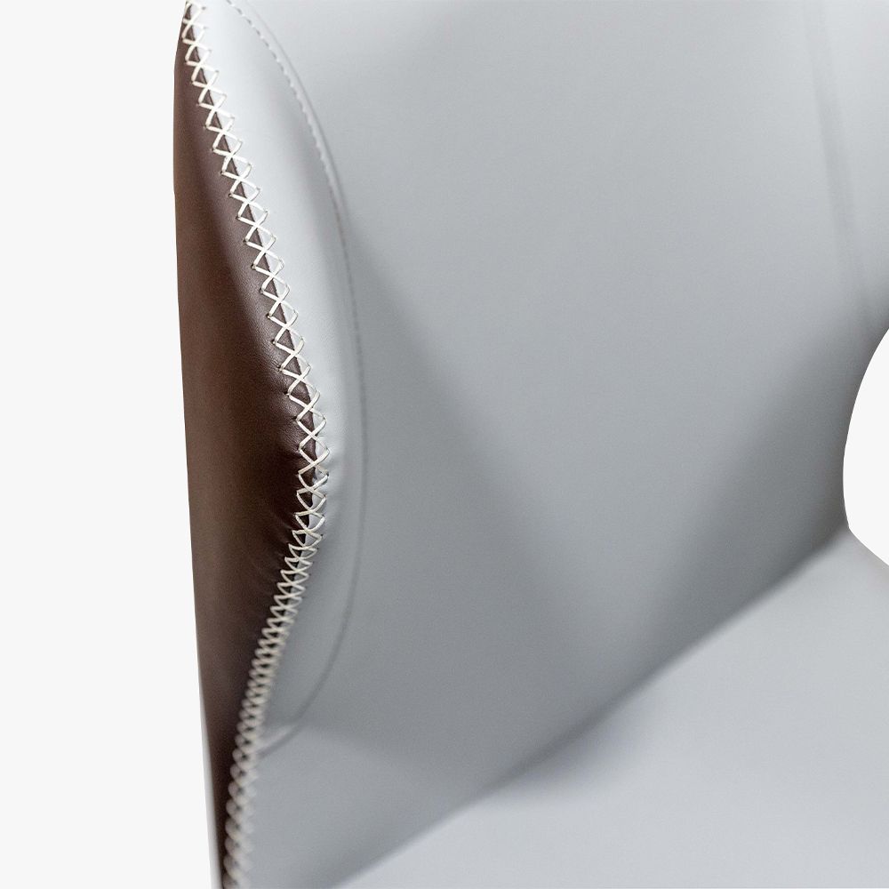 Modern Light Gray & Brown PU Leather Dining Chairs