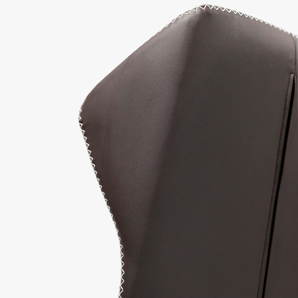 Modern Light Gray & Brown PU Leather Dining Chairs