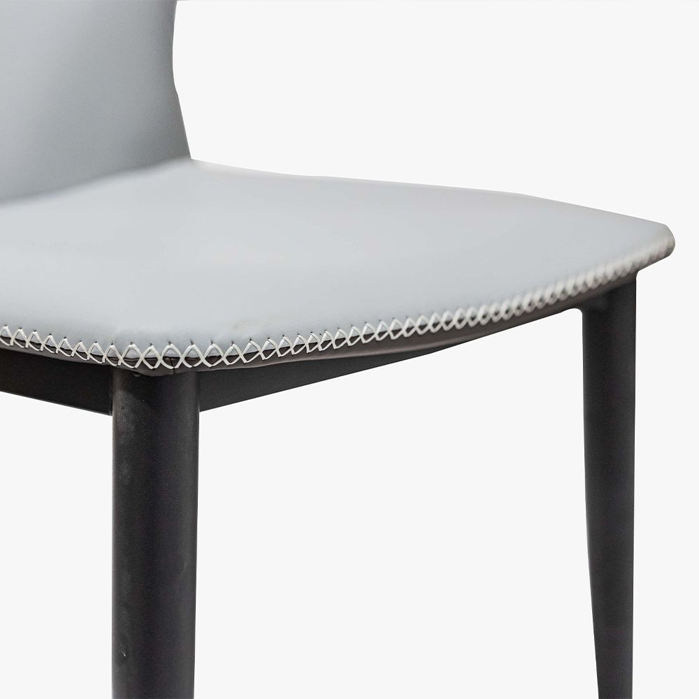 Modern Light Gray & Brown PU Leather Dining Chairs