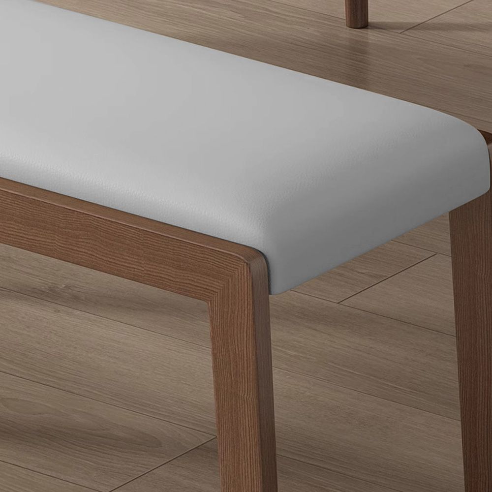 Light Gray Light Gray & Walnut PU Leather Dining Chairs