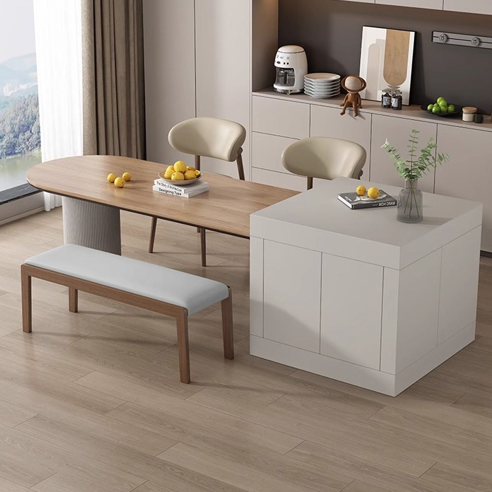 Gray Light Gray & Walnut PU Leather Dining Chairs