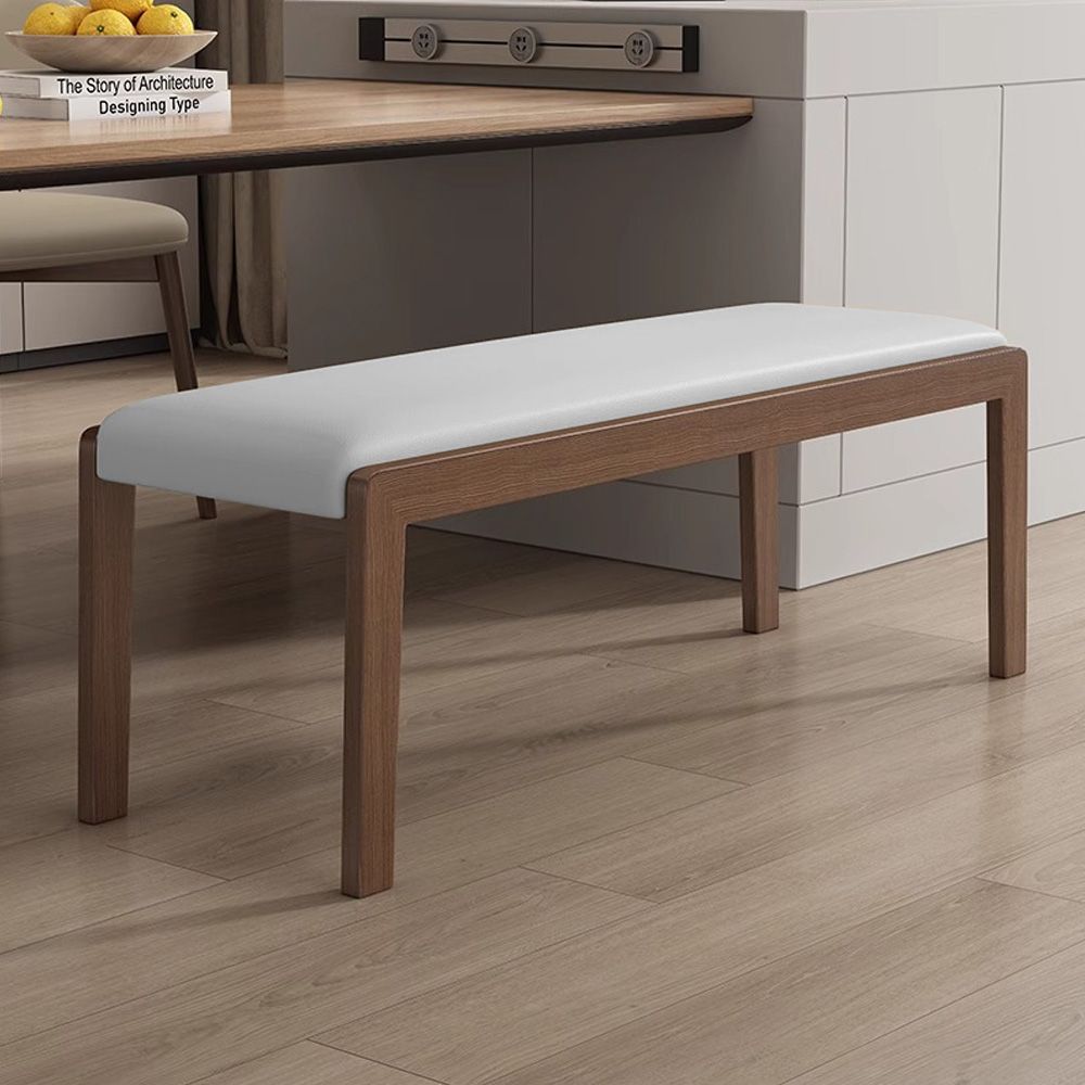 Side Chair Light Gray & Walnut PU Leather Dining Chairs