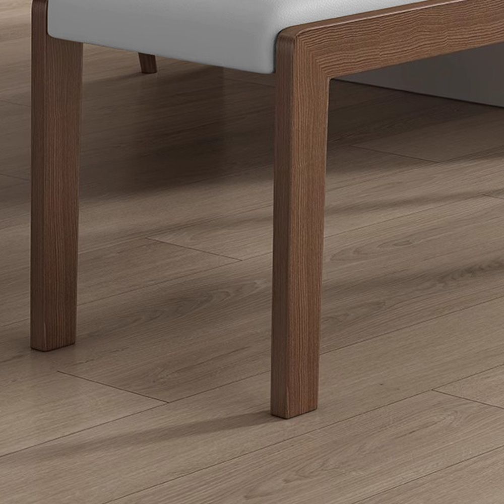 Mid-Century Modern Light Gray & Walnut PU Leather Dining Chairs