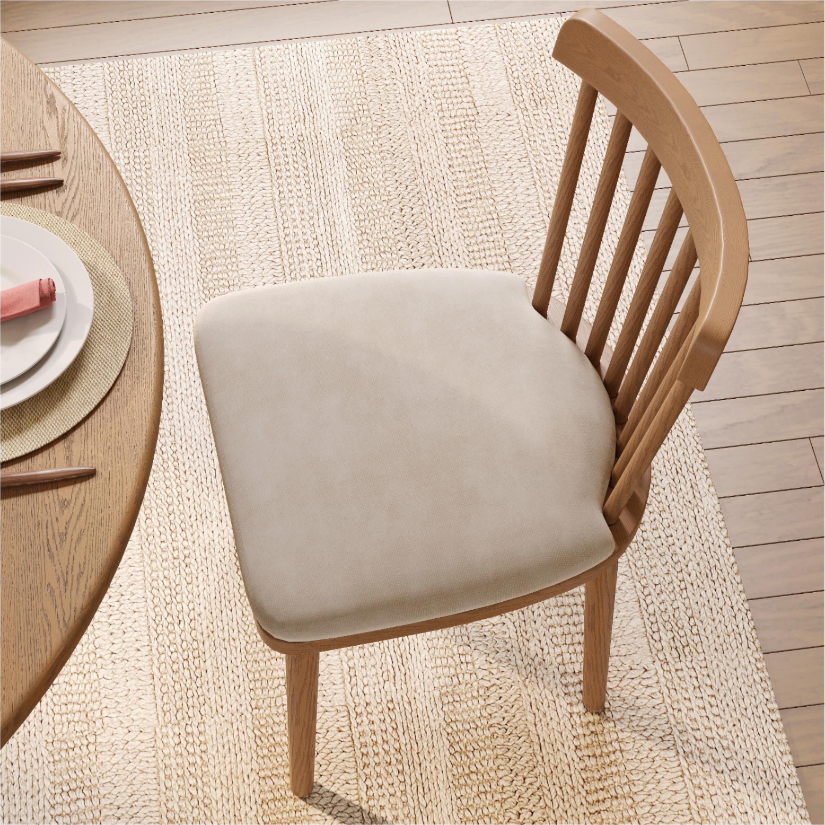 Beige & Walnut Cotton Linen Dining Chairs
