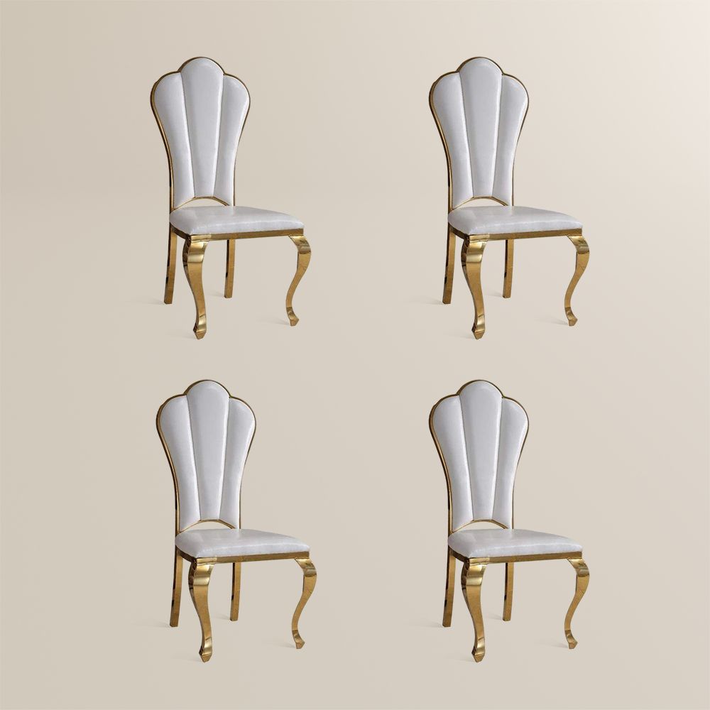 Fully Assembled White & Gold PU Leather Dining Chairs