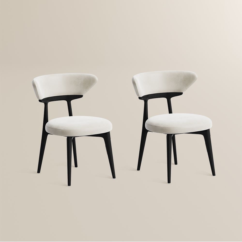 Modern Beige & Black Flannel Dining Chairs