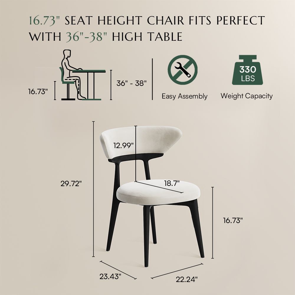 Solid Wood Beige & Black Flannel Dining Chairs