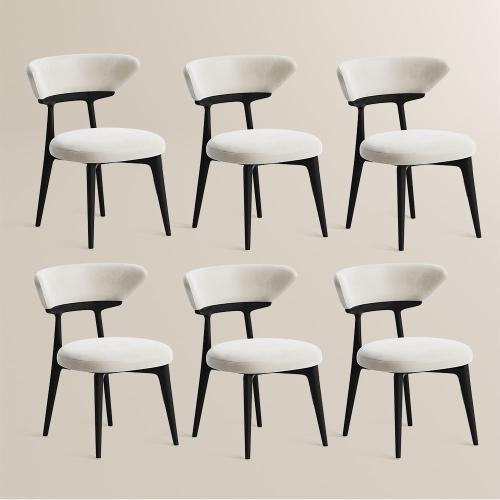 Wingback Beige & Black Flannel Dining Chairs