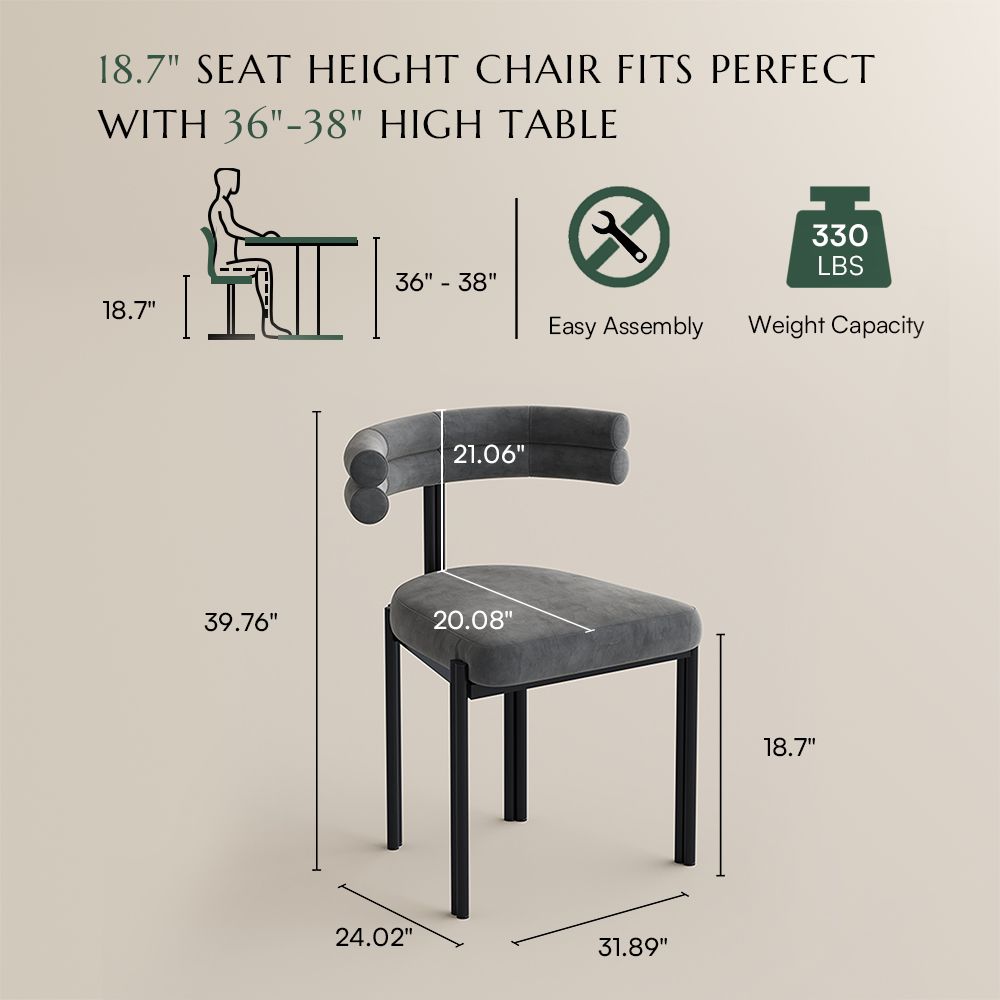 Modern Luxury Gray & Black Velvet Dining Chairs