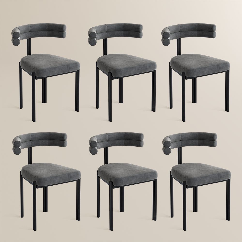 Minimalist Gray & Black Velvet Dining Chairs