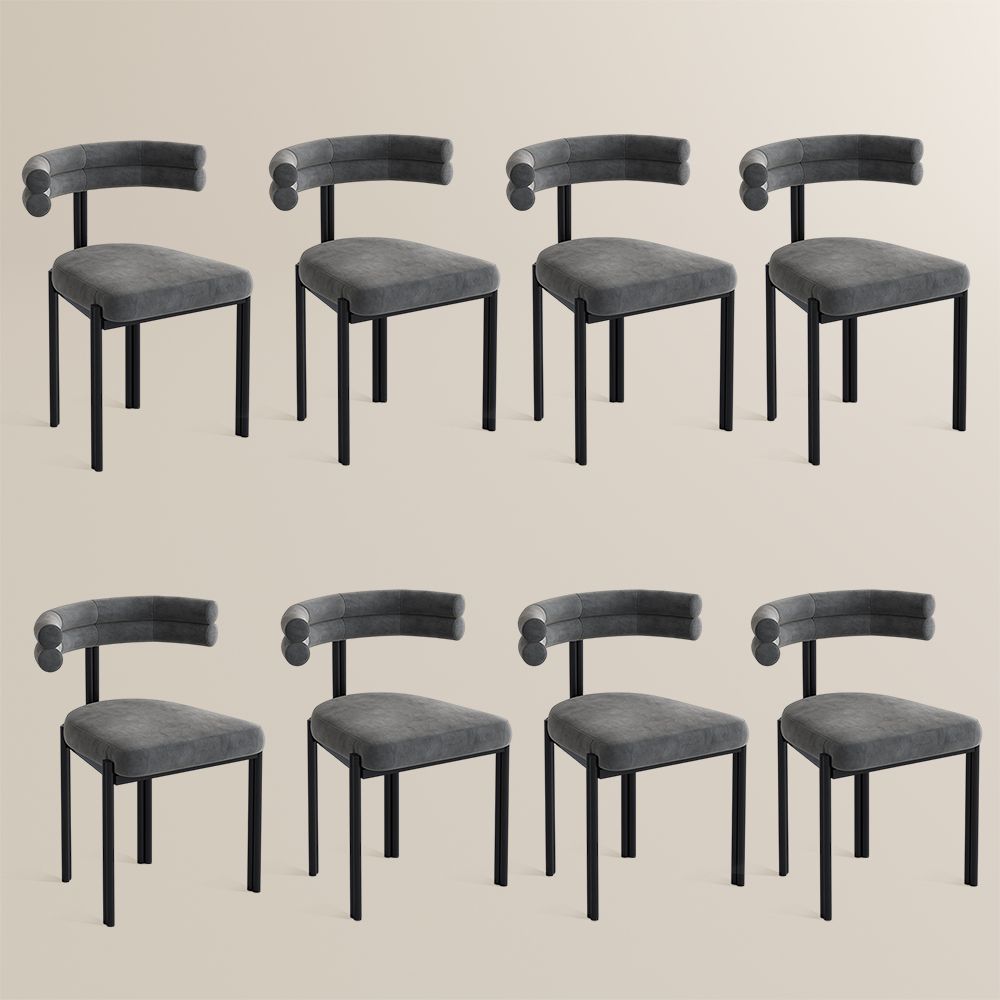 Modern Gray & Black Velvet Dining Chairs