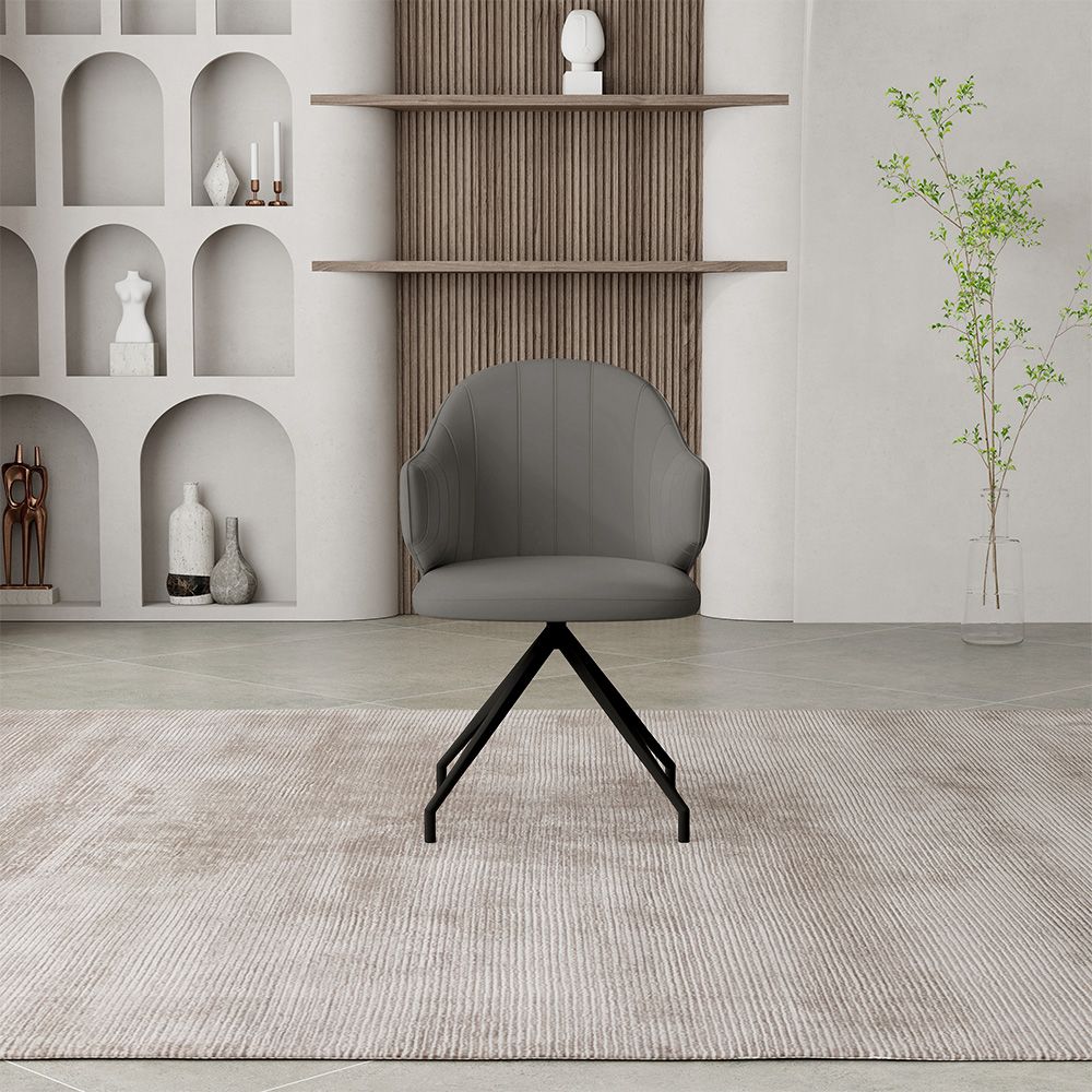 Dark Gray PU Leather Dining Chairs