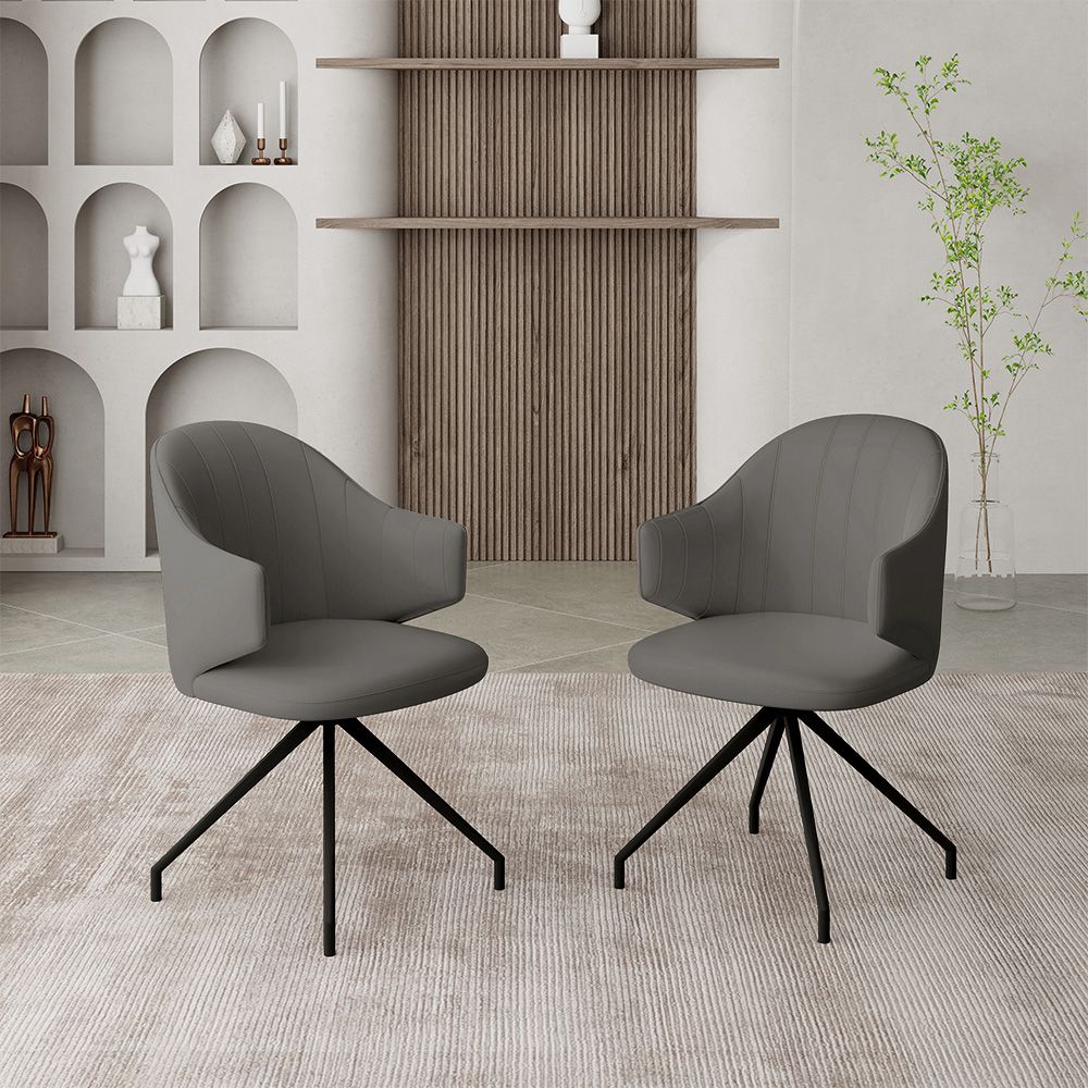 Dark Gray PU Leather Dining Chairs