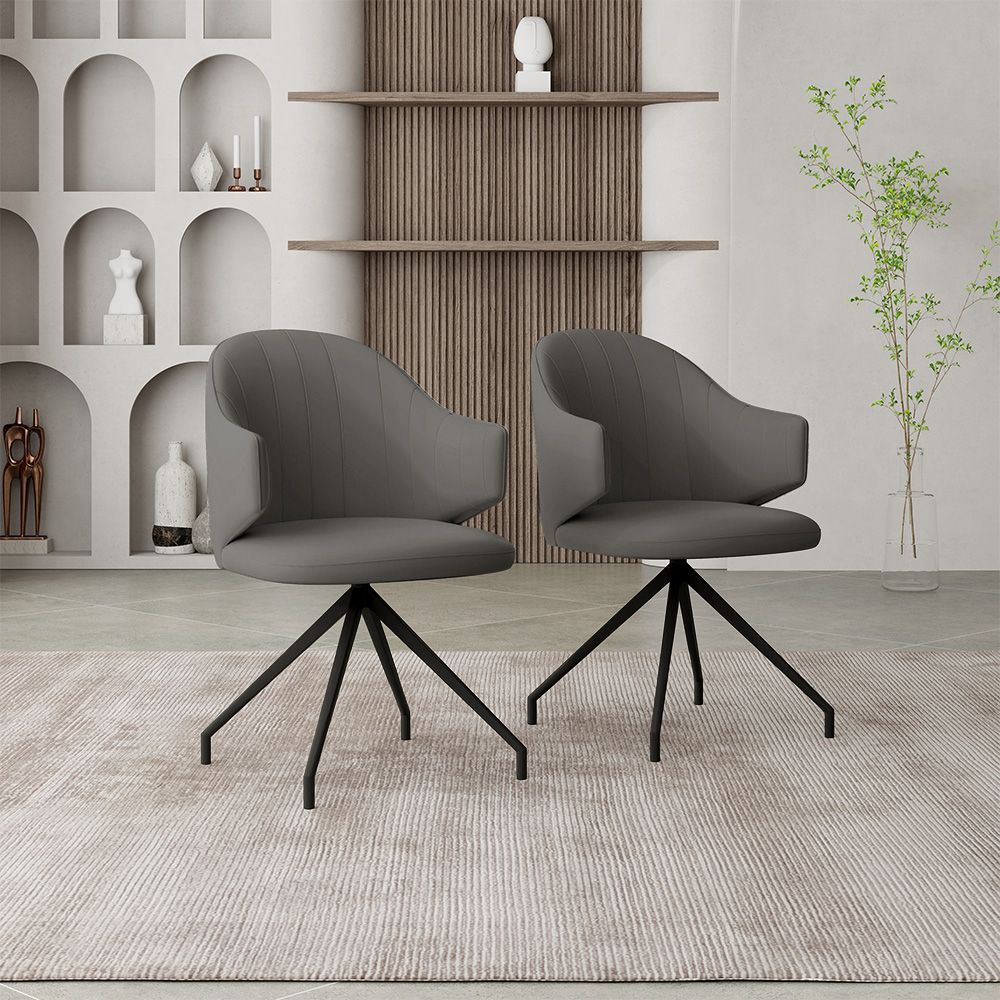 Dark Gray PU Leather Dining Chairs