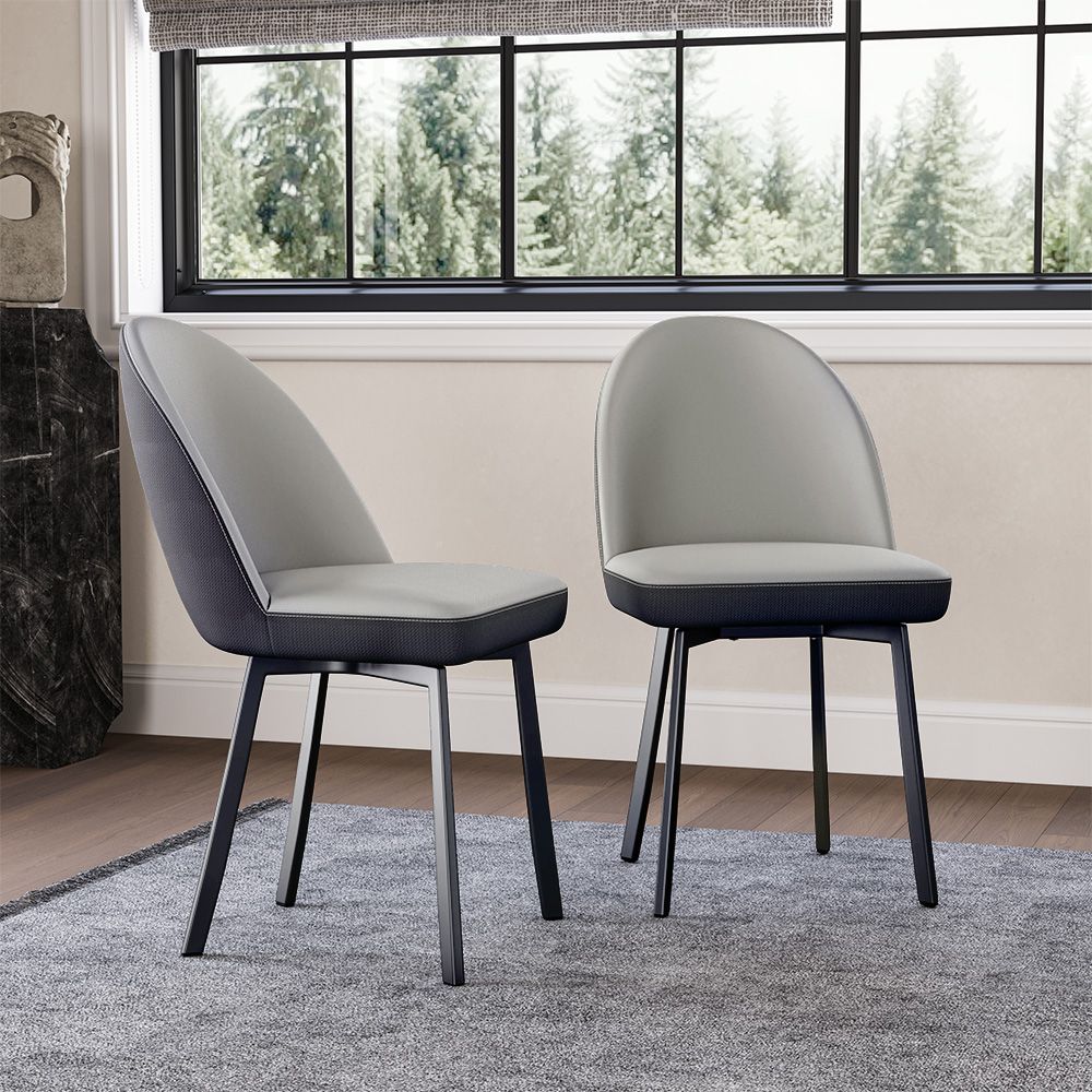 Leather Navy Blue & Light Gray PU Leather Dining Chairs
