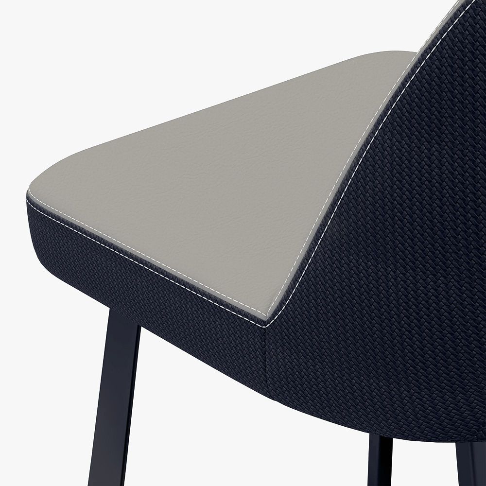 Leather Navy Blue & Light Gray PU Leather Dining Chairs