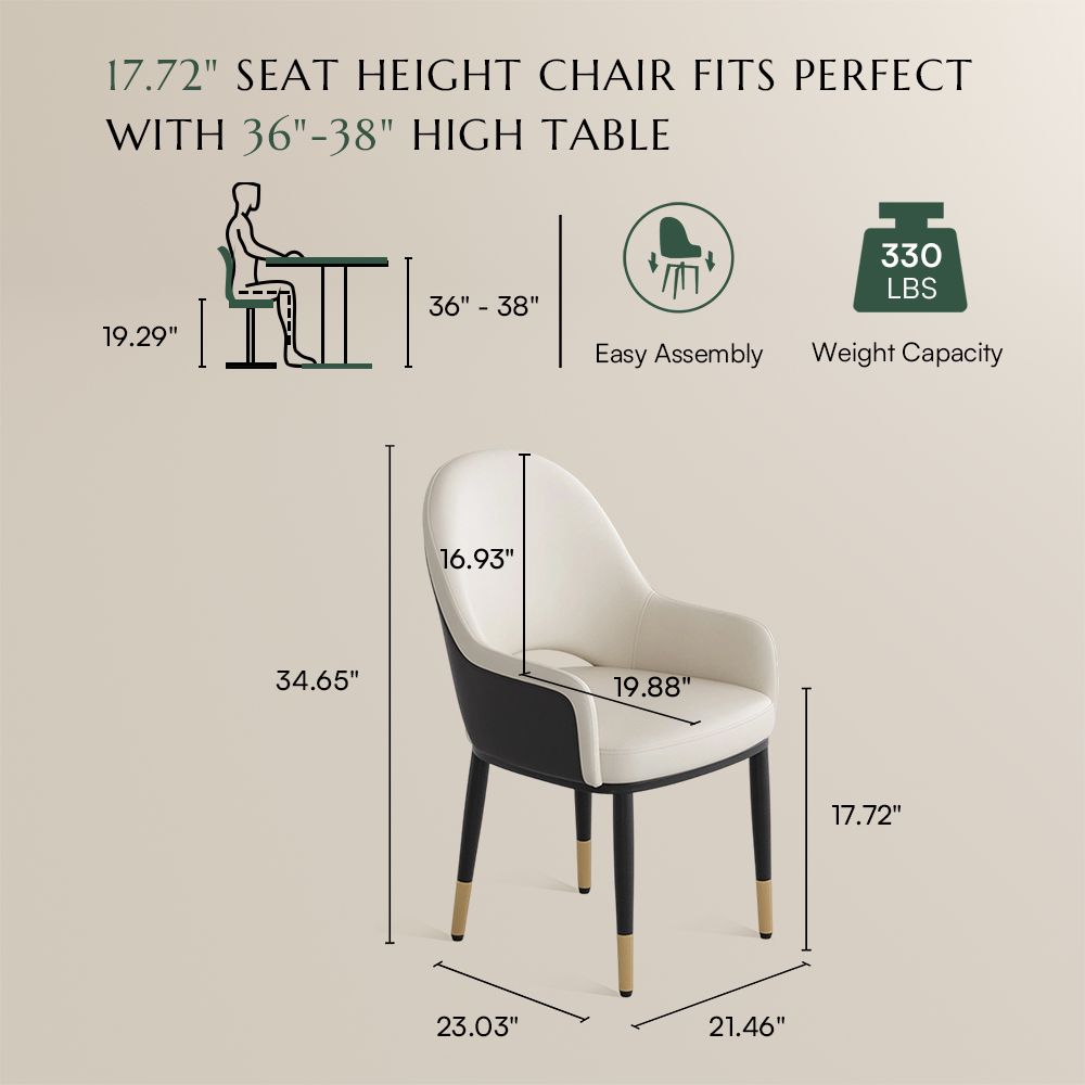 Cutout Back Beige & Gray PU Leather Dining Chairs