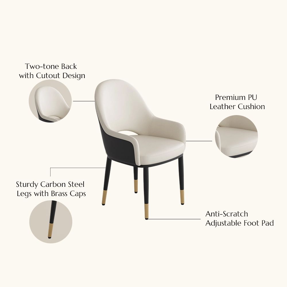 Gray Beige & Gray PU Leather Dining Chairs