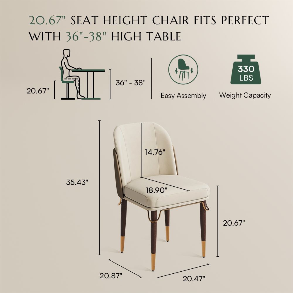 Easy Assembly Beige & Brown PU Leather Dining Chairs