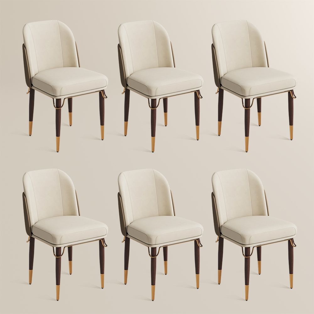 Easy Assembly Beige & Brown PU Leather Dining Chairs