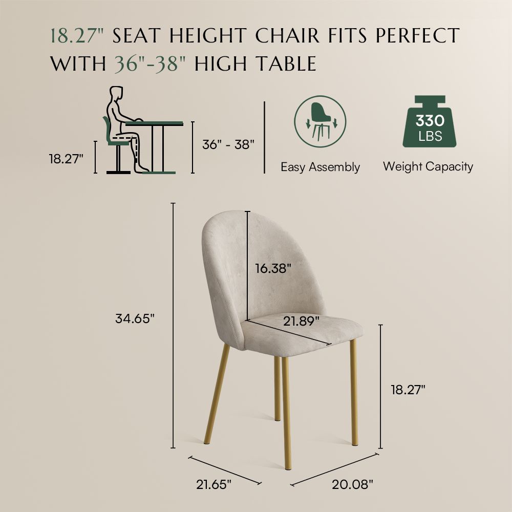 Velvet Beige & Gold Velvet Dining Chairs