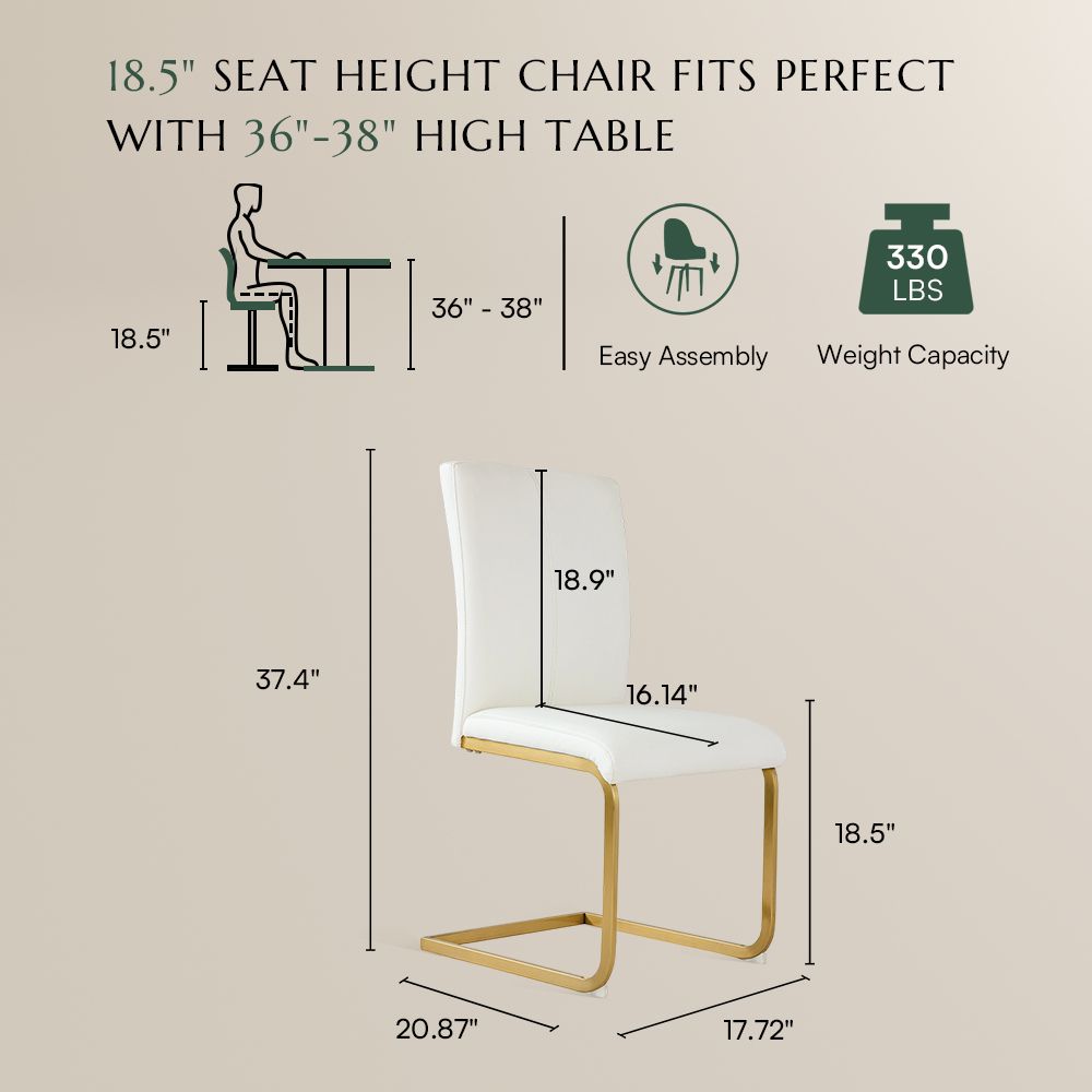 PU Leather White PU Leather Dining Chairs