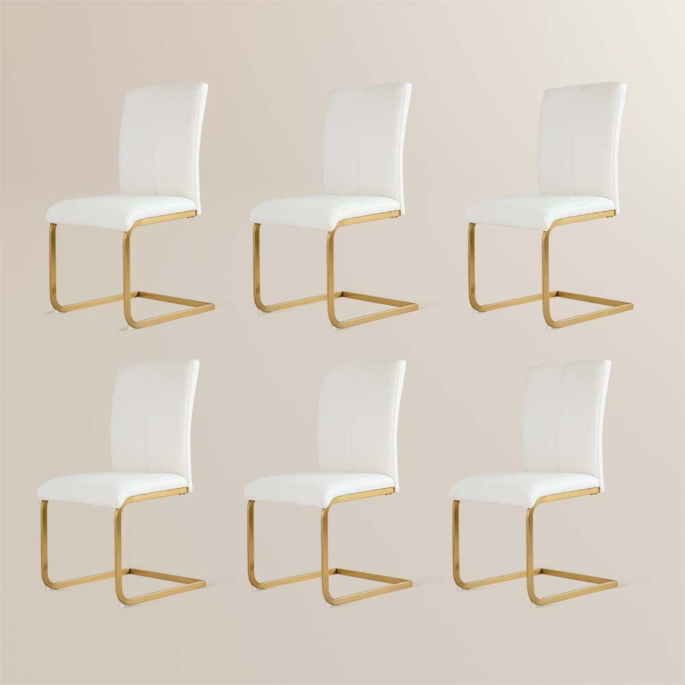 Stainless Steel White PU Leather Dining Chairs