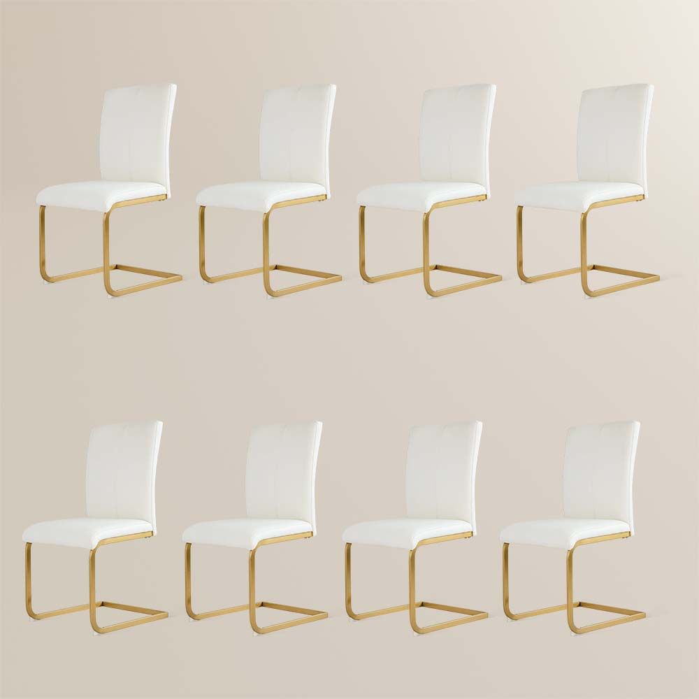 Side Chair White PU Leather Dining Chairs