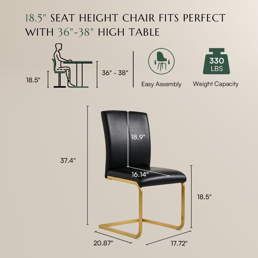 Side Chair Black PU Leather Dining Chairs