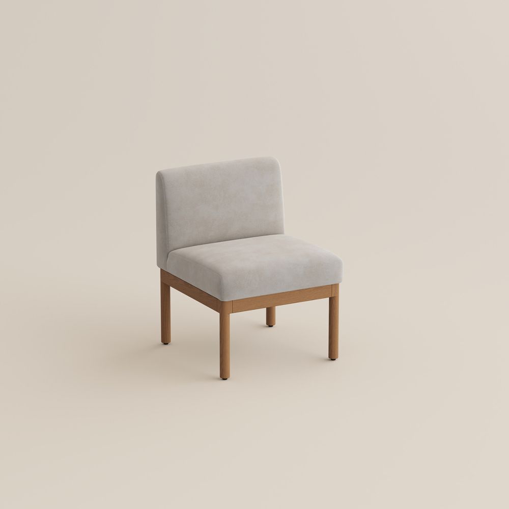 Beige & Light Walnut Cotton Linen & Ash Wood Dining Chairs