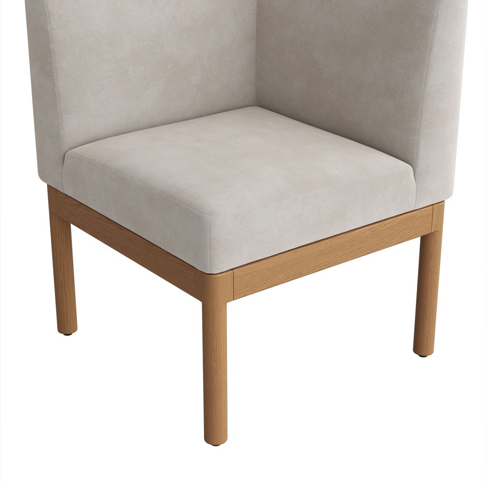 Beige & Light Walnut Cotton Linen & Ash Wood Dining Chairs