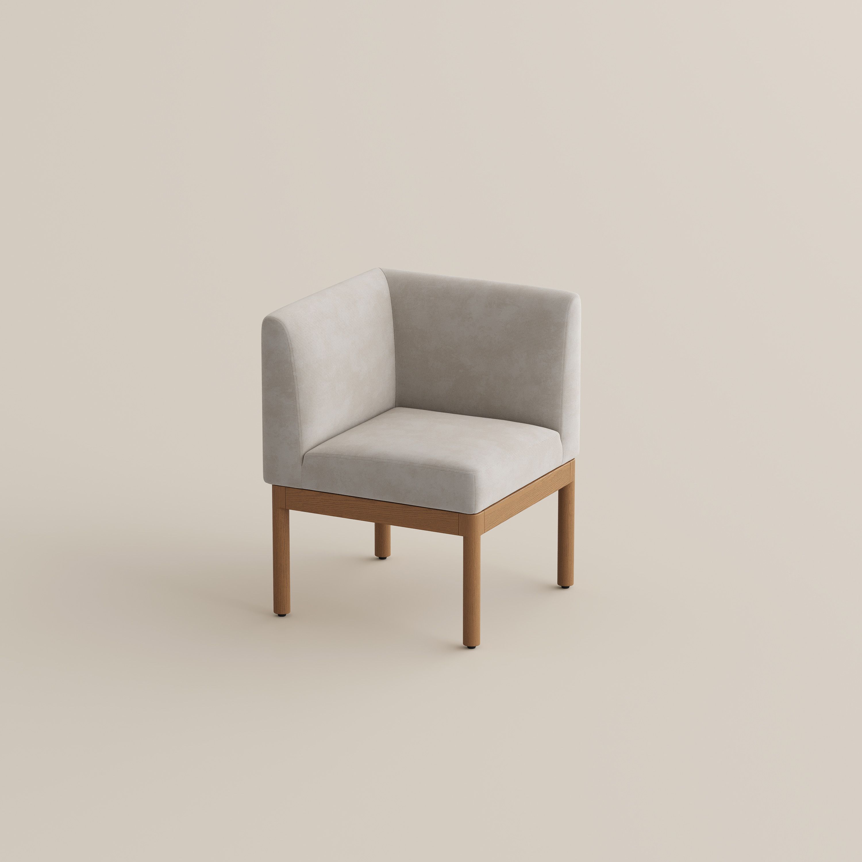 Beige & Light Walnut Cotton Linen & Ash Wood Dining Chairs