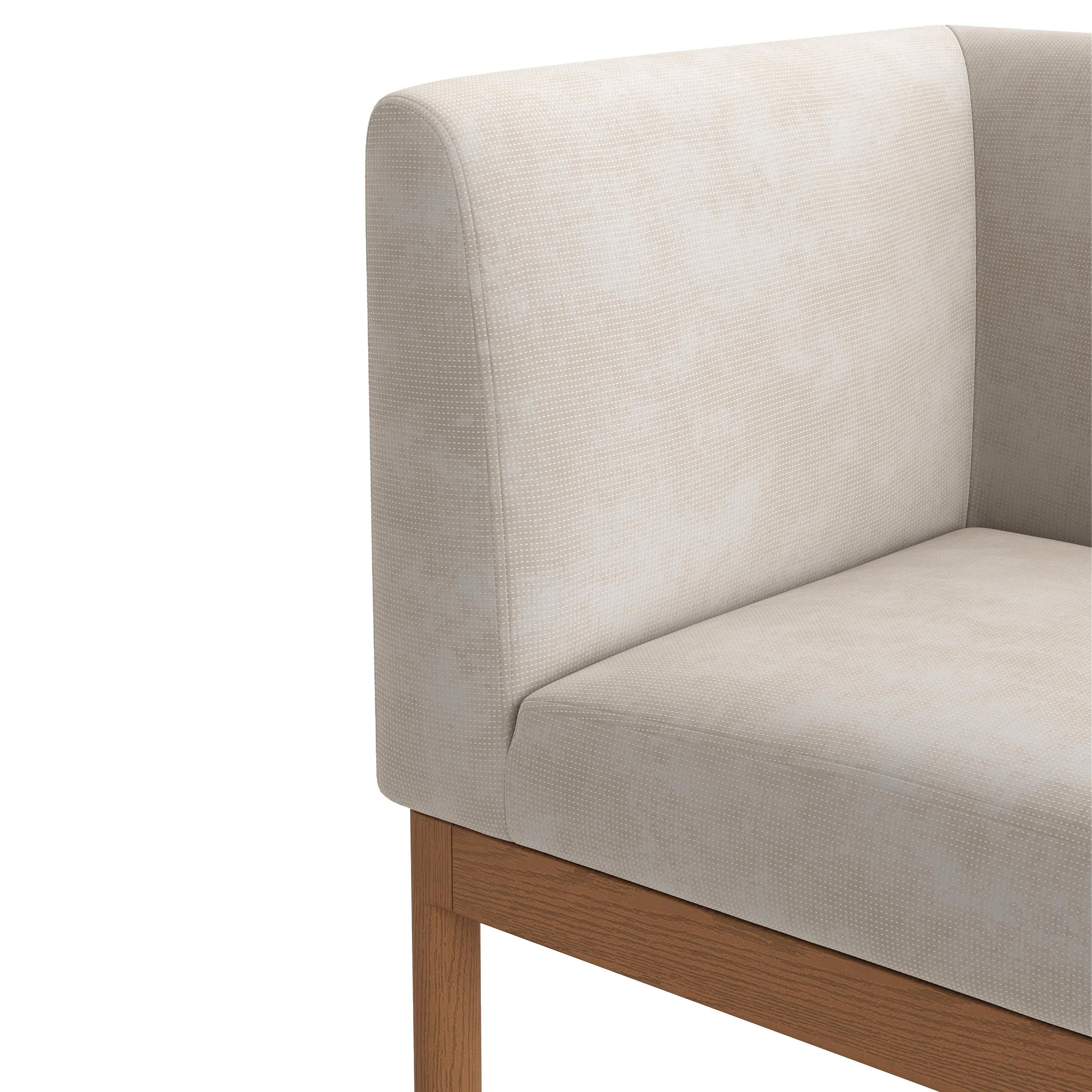 Beige & Light Walnut Cotton Linen & Ash Wood Dining Chairs