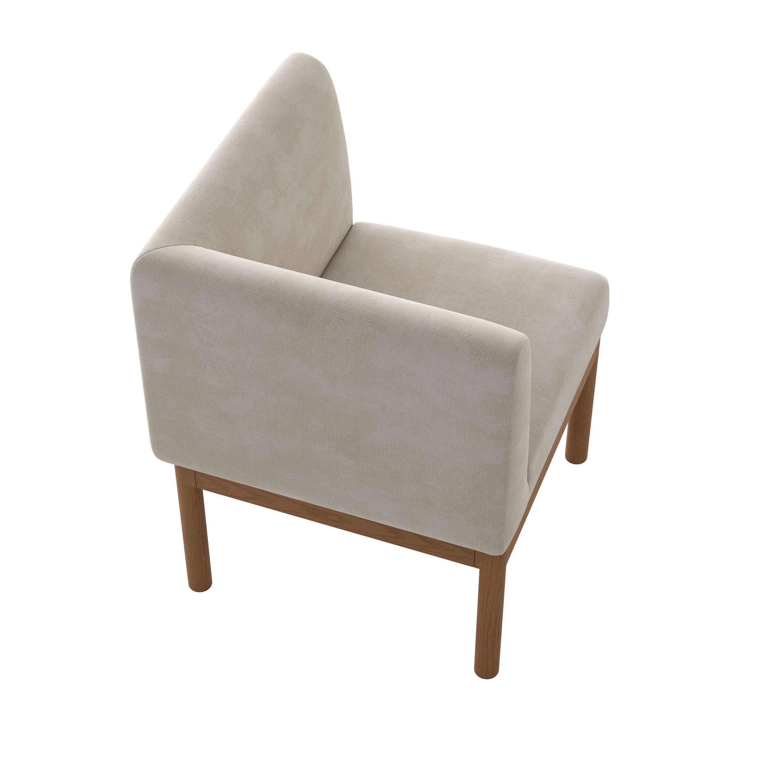 Beige & Light Walnut Cotton Linen & Ash Wood Dining Chairs