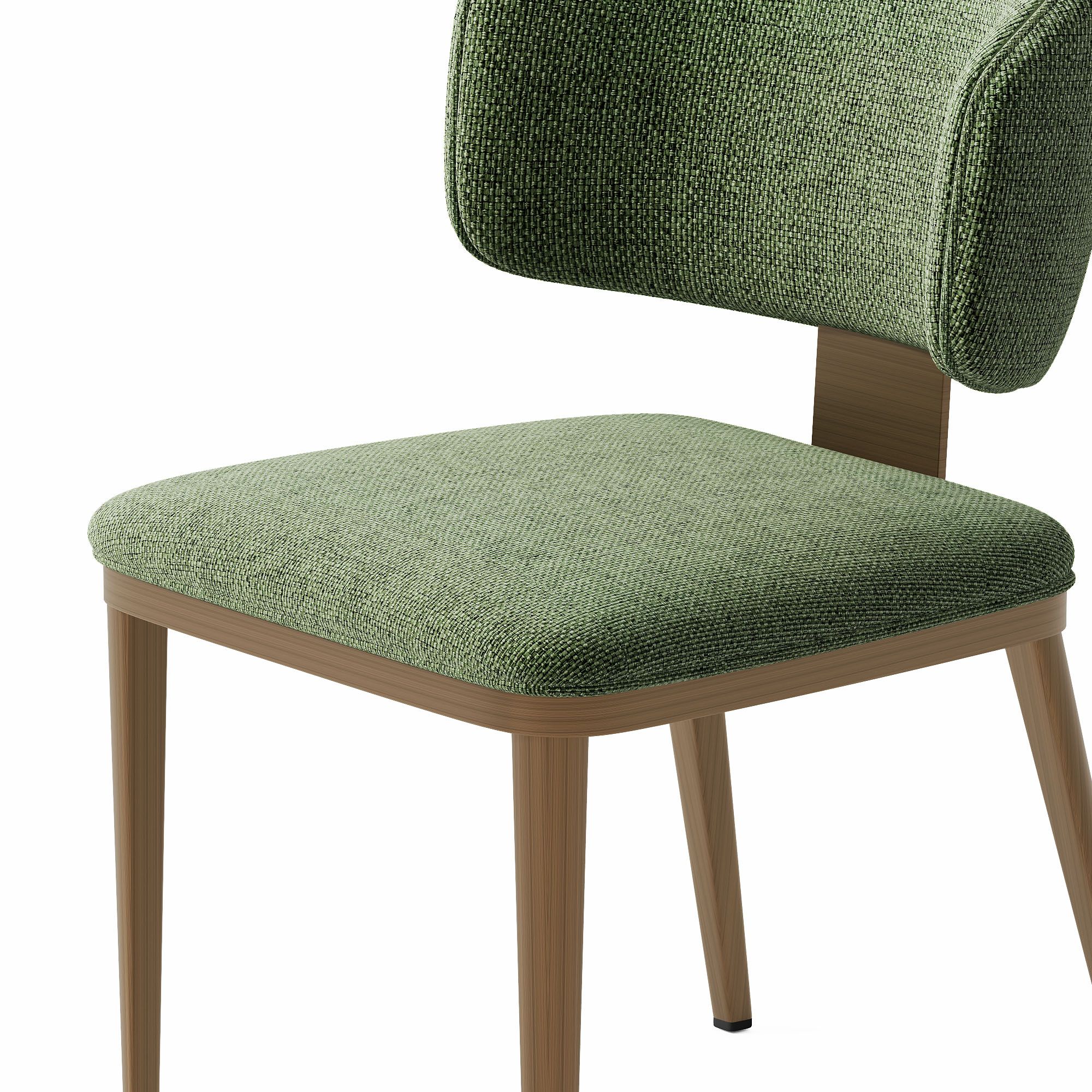Green & Bronze Cotton Linen Dining Chairs