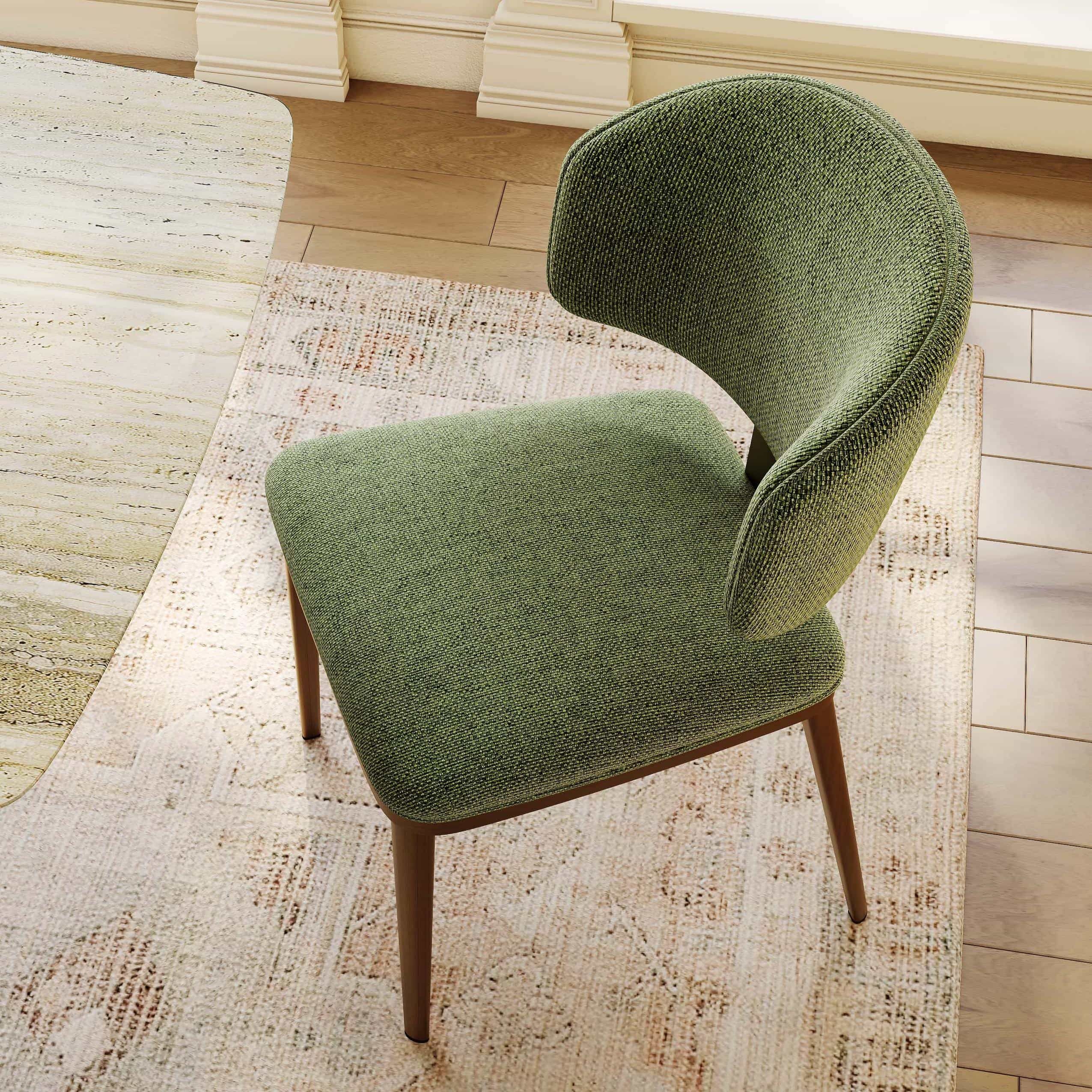 Green & Bronze Cotton Linen Dining Chairs