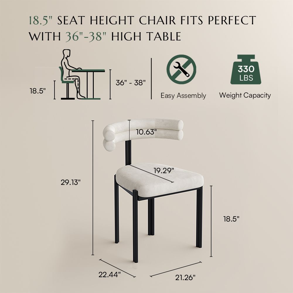 Side Chair White & Black Velvet Dining Chairs