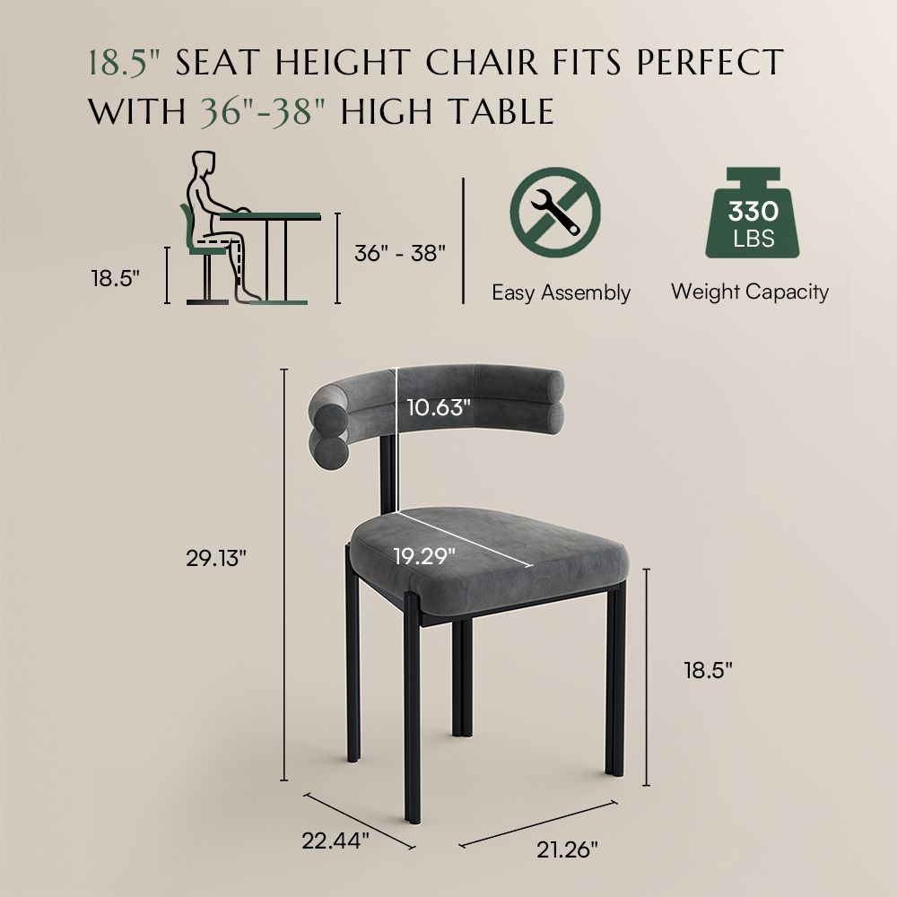 Gray Gray & Black Velvet Dining Chairs