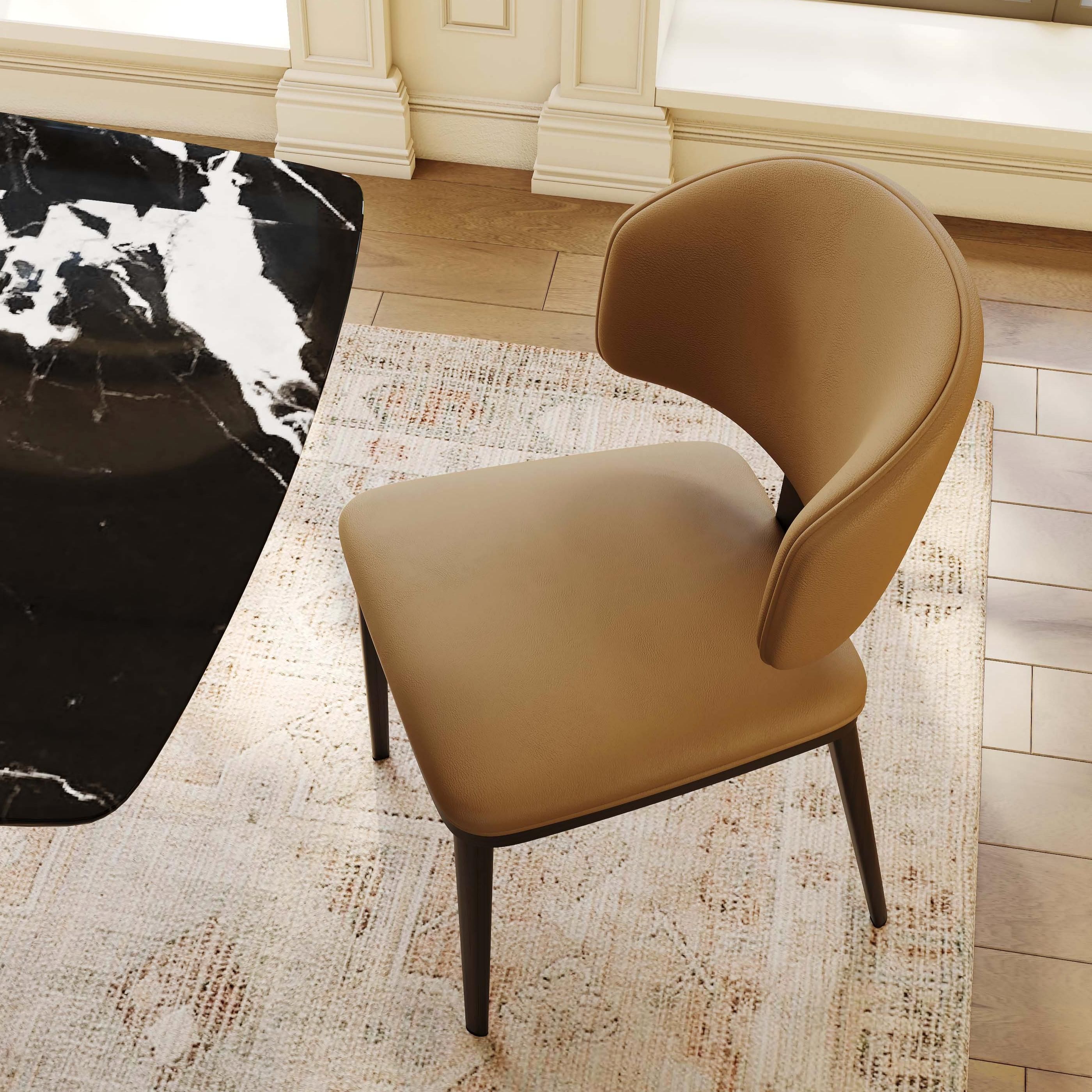 Side Chair Brown & Black PU Leather Dining Chairs