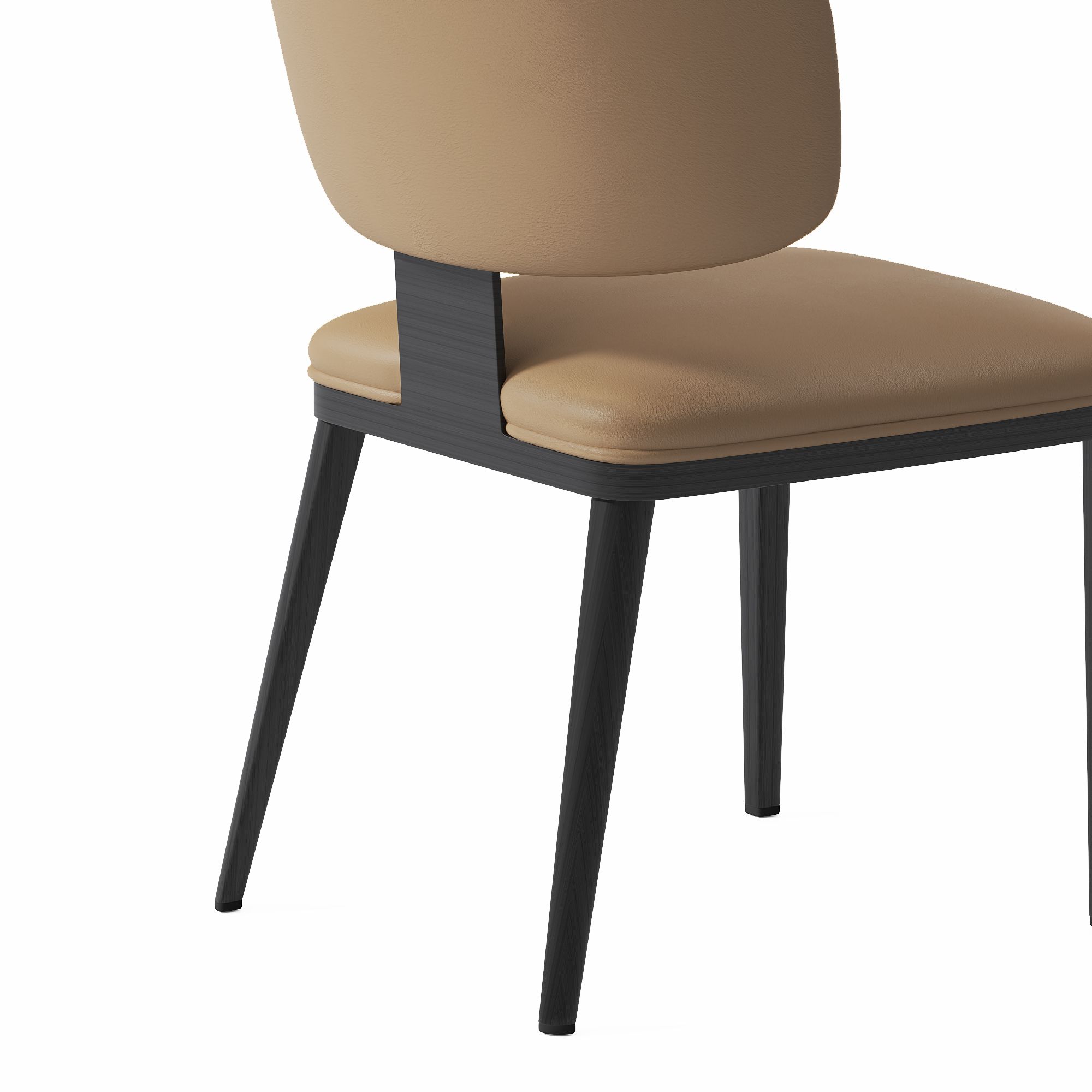 Open Back Brown & Black PU Leather Dining Chairs