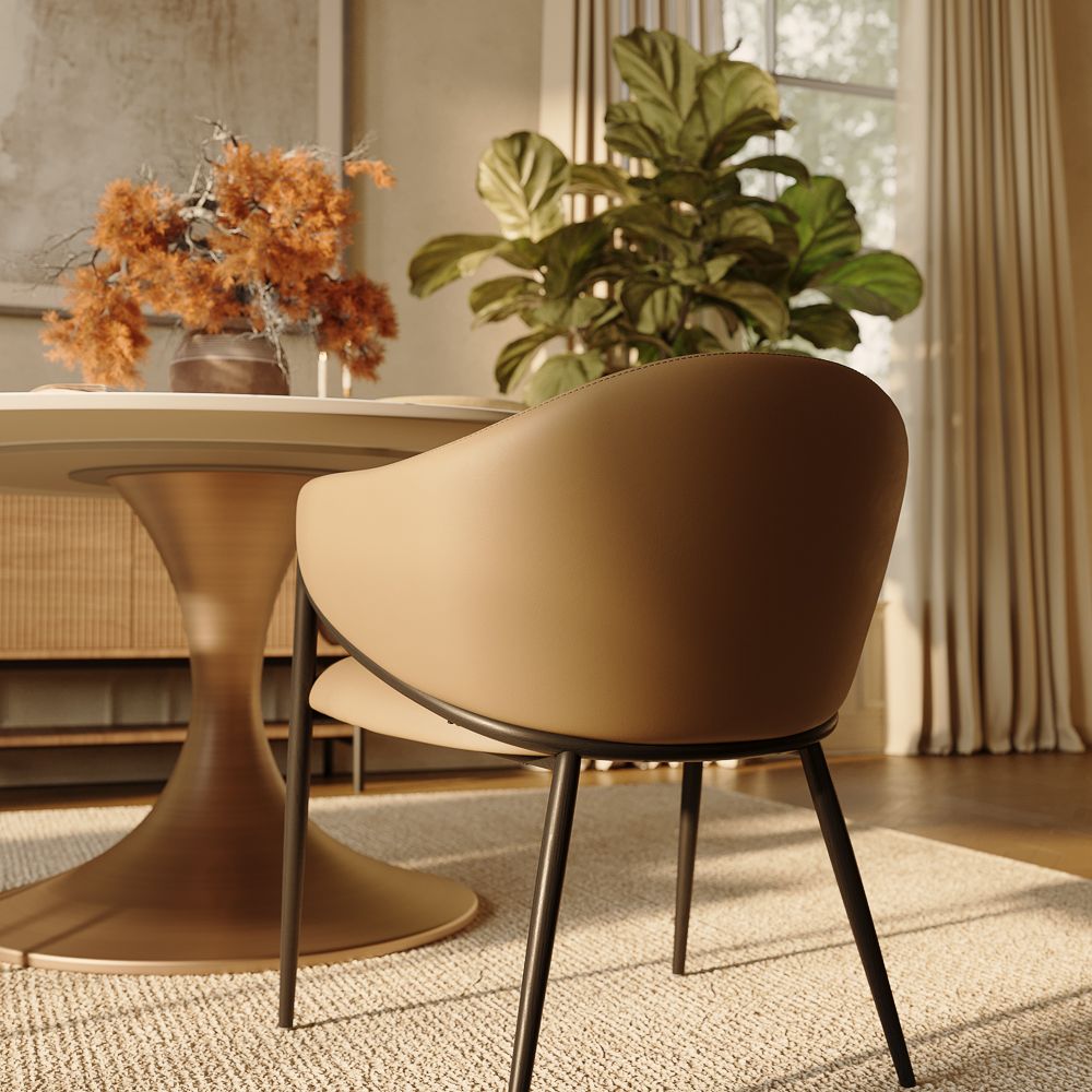 Brown & Black PU Leather Dining Chairs