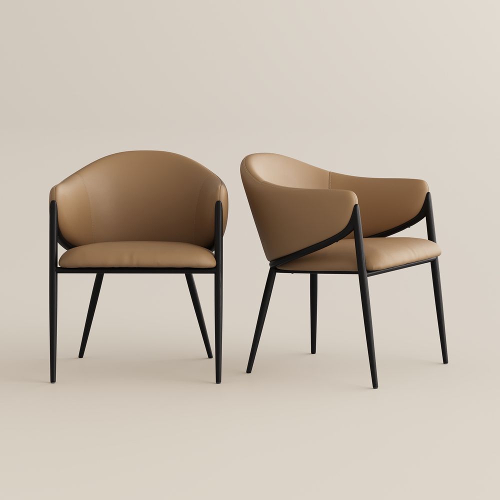 Brown & Black PU Leather Dining Chairs