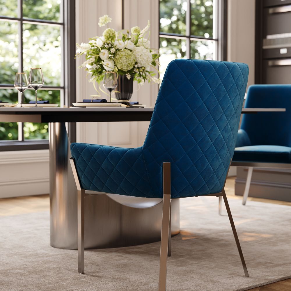 Flannel Blue & Silver Flannel Dining Chairs