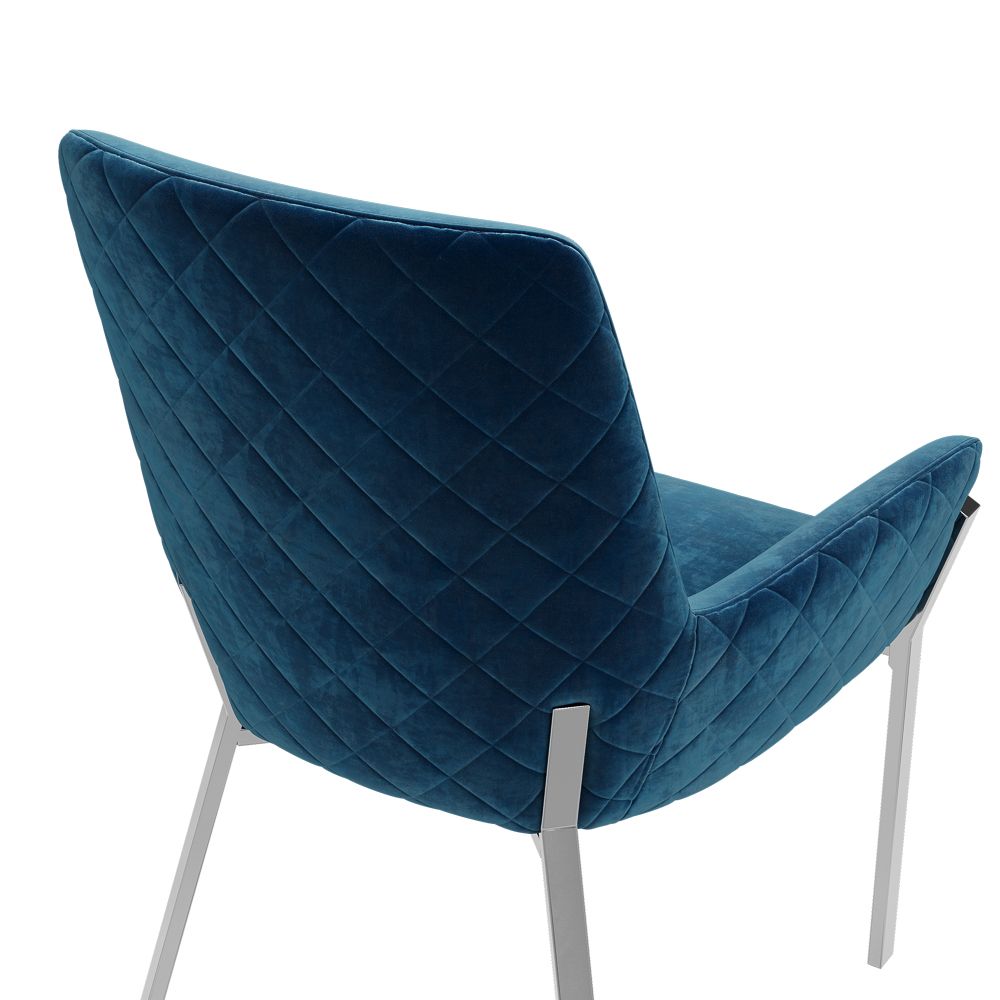 Upholstered Blue & Silver Flannel Dining Chairs