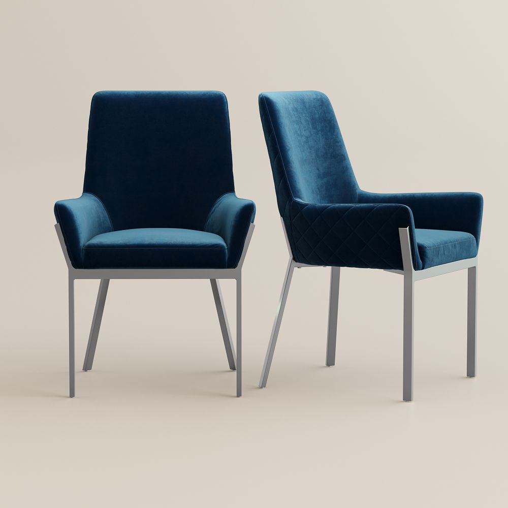 Flannel Blue & Silver Flannel Dining Chairs