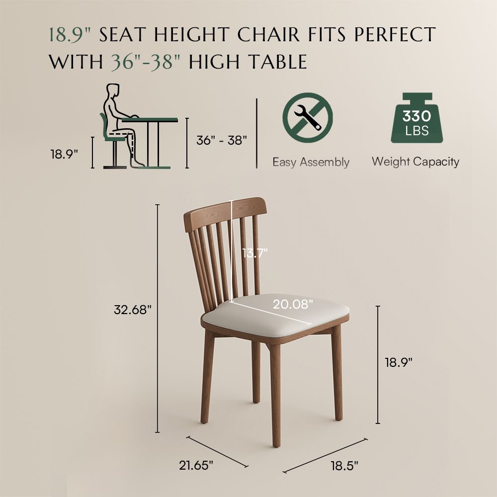 Light Walnut Beige & Light Walnut PU Leather Dining Chairs